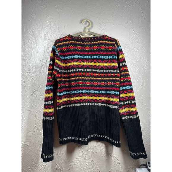 VTG Designers Studio Originals Chenille Zip V Neck Cardigan Multicolor Nordic M - Picture 3 of 4